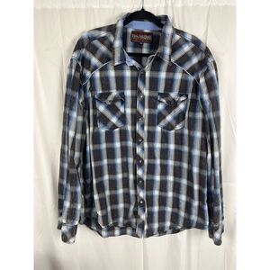 Rock & Roll Cowboy Shirt Mens Size XXL Pearl Snap Long Sleeve‎ Blue Western